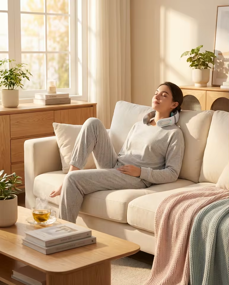 EvyraLux wireless neck massager for pain relief and relaxation
