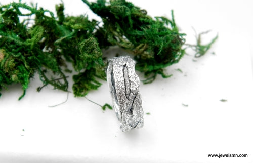 Black Oxidation Ring – Sterling Silver Men's Nature Ring With Tree